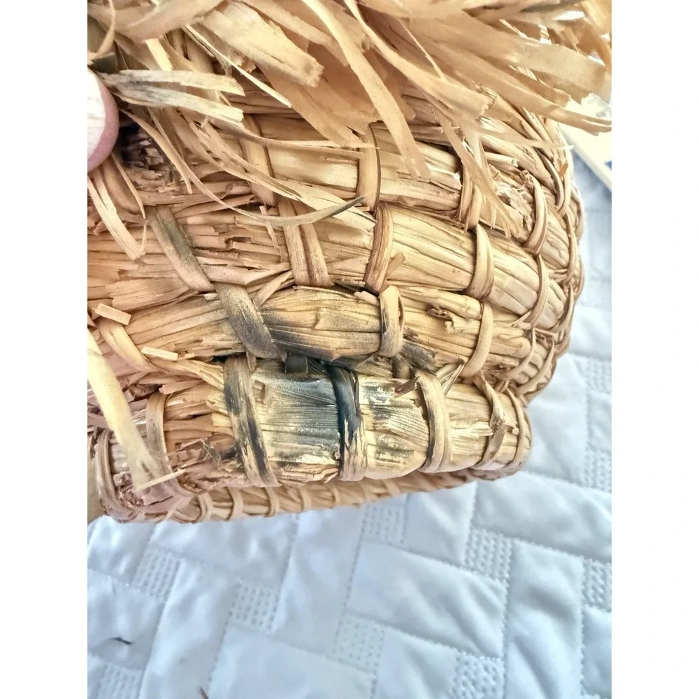 Vintage Rare Egg Holder Italian Hand Woven Collection Basket Made In Italy